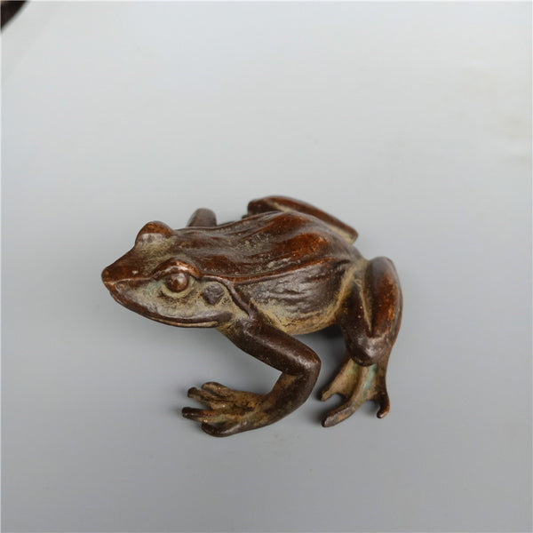 Solid Copper Big Frog Tea Pet Desktop Ornament