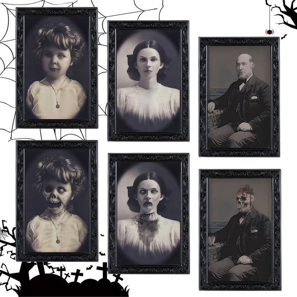 Halloween Decoration 3D Changing Face Moving Picture Frame Portrait Horror For Horror Party Decors Home Decorations