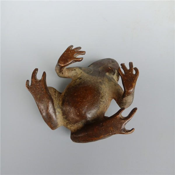 Solid Copper Big Frog Tea Pet Desktop Ornament